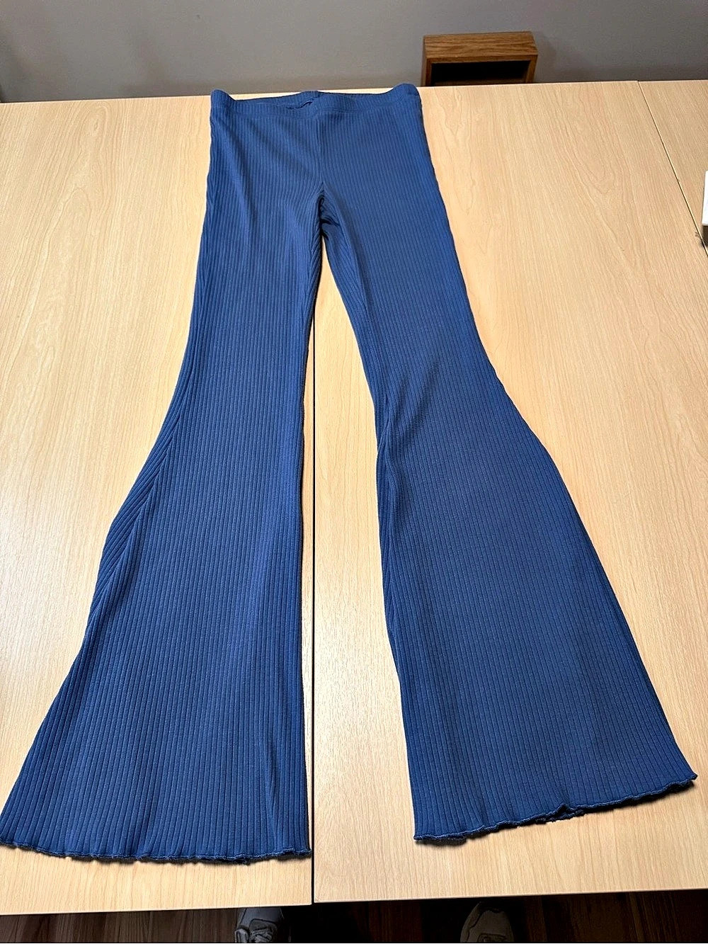 Aerie Kick-It Ribbed High Waisted Super Flare Pants Blue